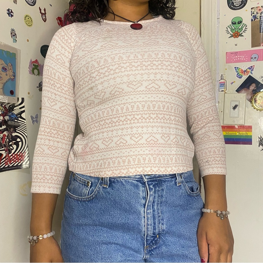 adorable pink heart thermal top